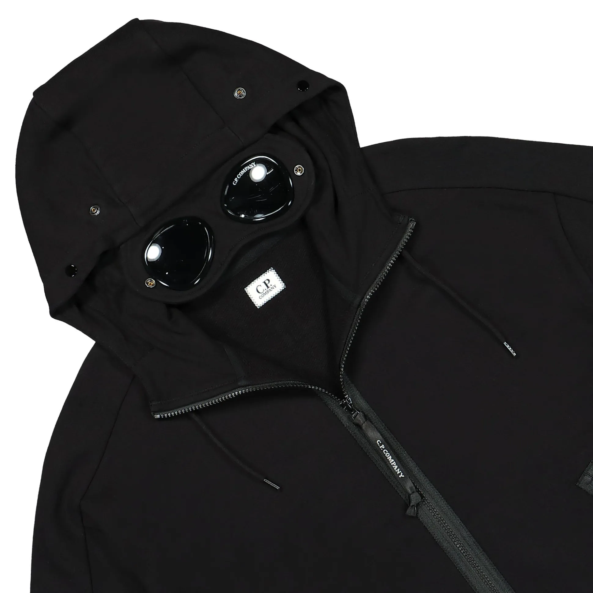 Best Sale Diagonal Raised Fleece Goggle Zipped Hoodie Sweatshirts & Hoodies