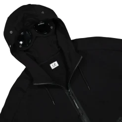 Shop Diagonal Raised Fleece Goggle Zipped Hoodie Sweatshirts & Hoodies
