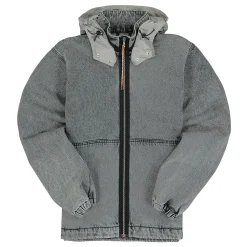 Discount Nylon Hooded Denim Jacket Jackets & Coats
