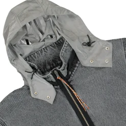 Discount Nylon Hooded Denim Jacket Jackets & Coats