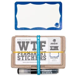 Cheap wtf permanent sticker set - blue frame Sticker