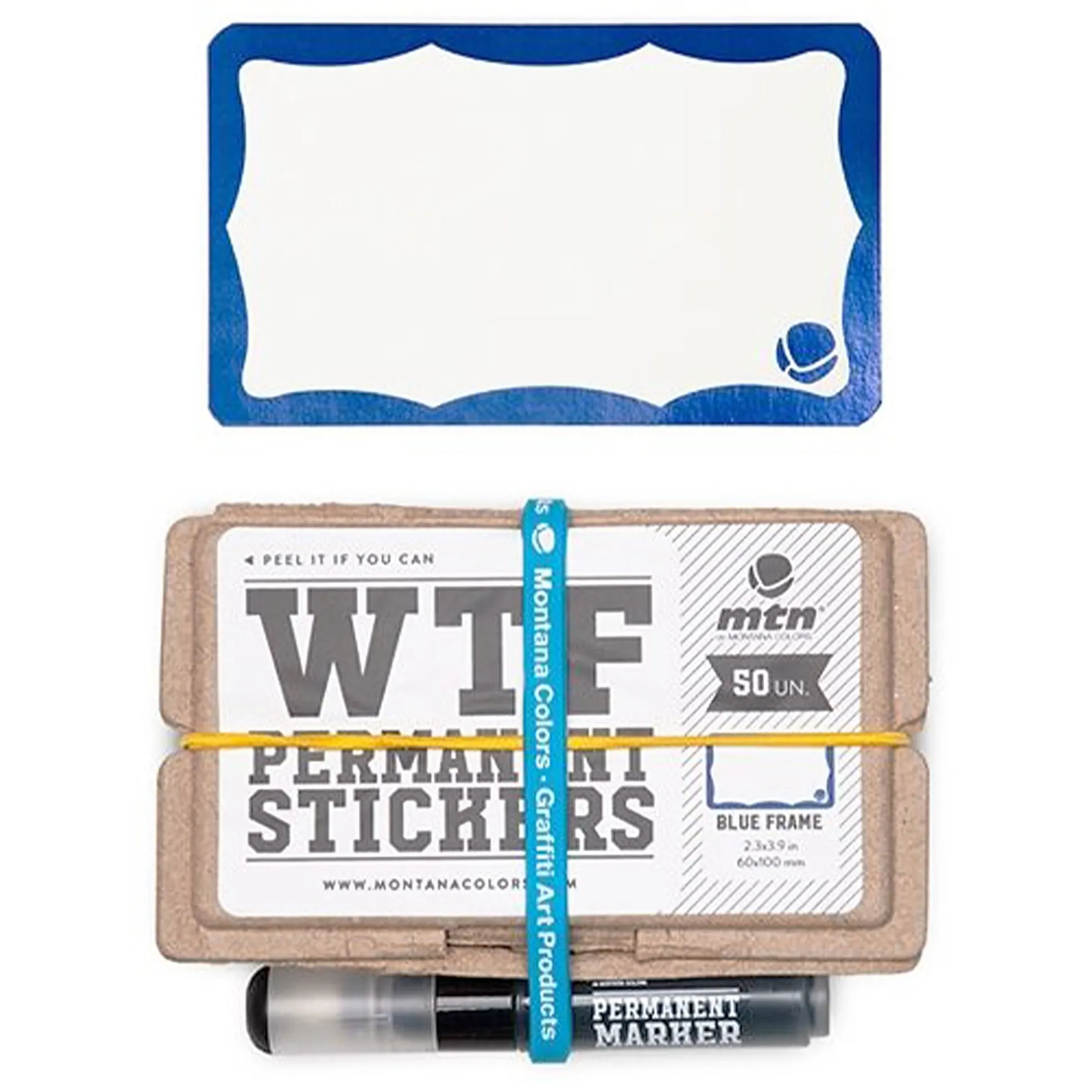 Cheap wtf permanent sticker set - blue frame Sticker